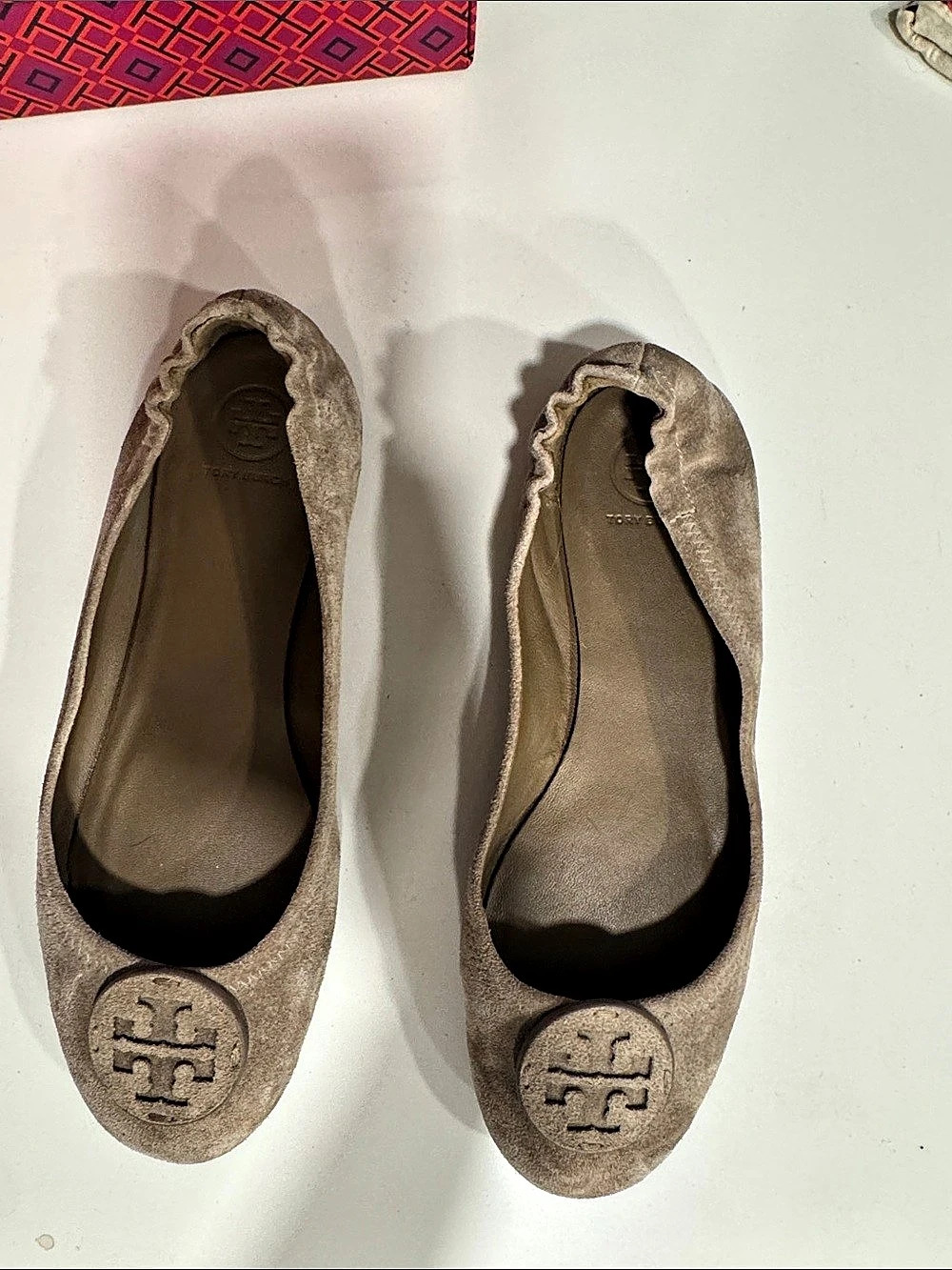 Tory Burch Minnie Travel Ballet Flat Leather Ballet Flats Brown US 9 Like New